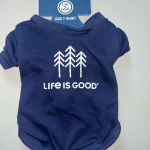 Life Is Good Navy Dog T-Shirt with White Tree Design